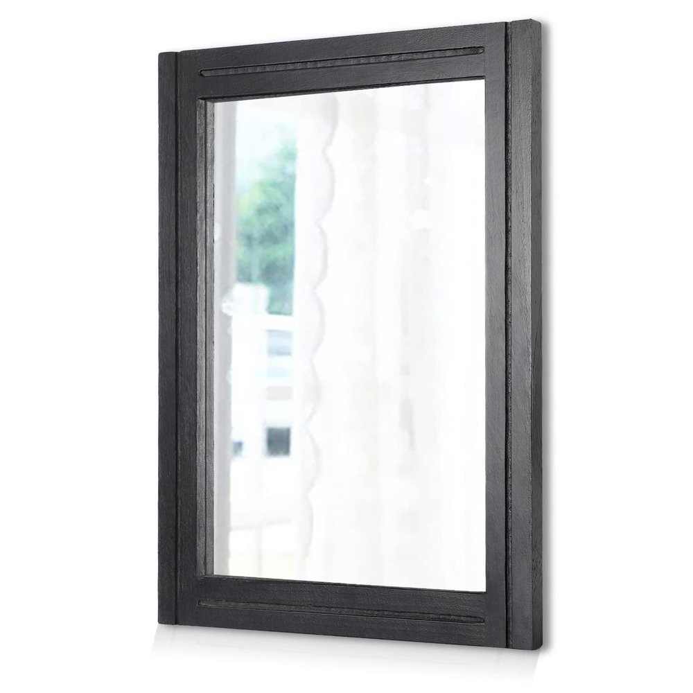 AAZZKANG Black Mirrors for Wall Rectangle Wood Framed Decorative Wall Hanging Mirror for Bedroom Living Room Bathroom Home Entryway