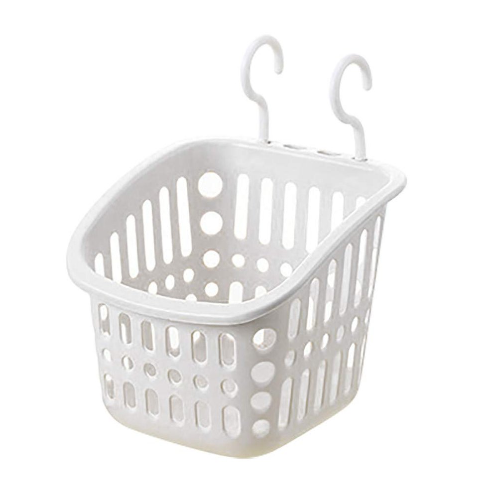 COMIOR Plastic Hanging Shower Basket with Hook, Space Saving Storage Solution, Ideal for Bathroom, Kitchen, Office, Unfinished, Neutral, Simple Style