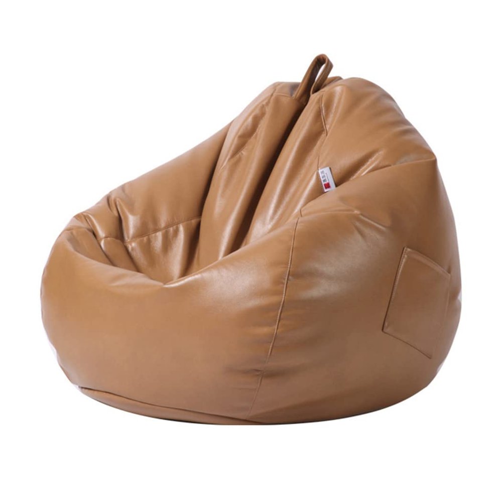 LDIW Bean Bag Chair Covers (No Filler) PU Leather Memory Foam Beanbag Replacement Cover for Organizing Children Plush Toys Blankets Towels Clothes Home Supplies,Khaki,80 * 90cm