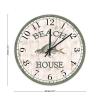 Beach House Shabby Chic Wall Clock Fly Fish Beach Decor Ocean Animal Wooden Round Clocks 15Inch Battery Operated Retro Clocks Home Decorative Silent Clock for Living Room view 3