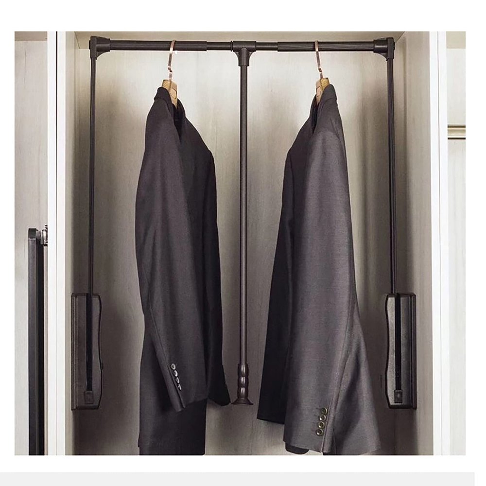 Drop Down Wardrobe Rails, Adjustable Width 17-23.6" Heavy Duty Wardrobe Lift Rails Organizer Storage System Closet Hanger Rods for Hanging Clothes (Size : (830-1150 mm) 32.6-45.2in)