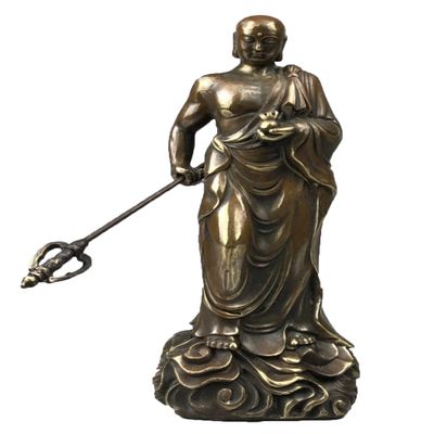 8" Brass Ksitigarbha Bodhisattva Netherworld Leader Buddha Statue