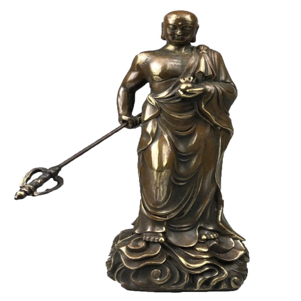 8" Brass Ksitigarbha Bodhisattva Netherworld Leader Buddha Statue
