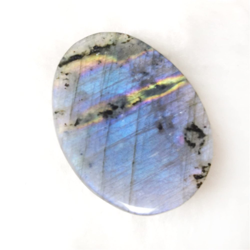 CAREG Natural Purple Labradorite Oval Pendant Spectrolite Healing Crystal Stone Necklace Charme DIY Jewelry Gift Home Decoration