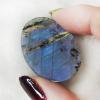 CAREG Natural Purple Labradorite Oval Pendant Spectrolite Healing Crystal Stone Necklace Charme DIY Jewelry Gift Home Decoration view 4