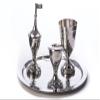 GIFTS PLAZA (D) Judaica Havdallah Set Stainless Steel Hammered Cup with Candle Holder view 1