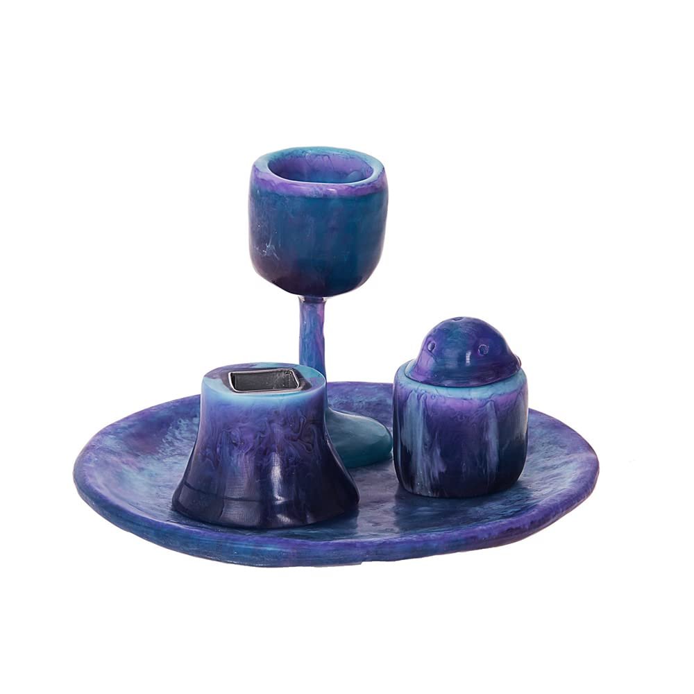 GIFTS PLAZA (D) Judaic Resin Havdallah Set for Shabbat (Blue)