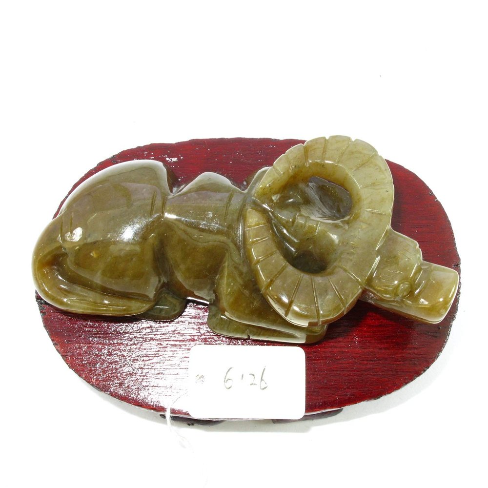 3.5" China Certified Nature Hetian Nephrite Sugar Jade Hand Carved Wealth OX 6126