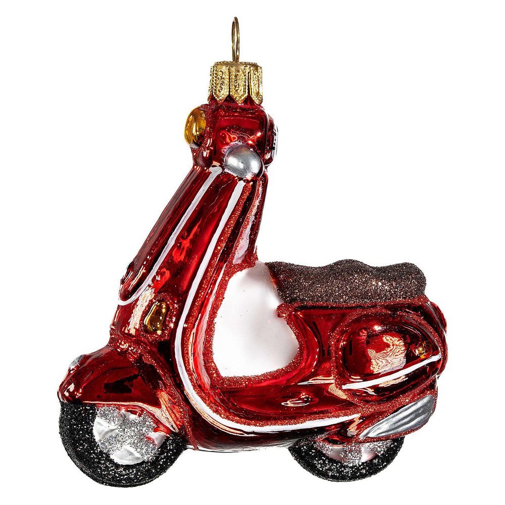 Holyart Blown Glass Christmas Ornament, red Scooter