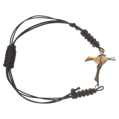 Bracelet with Black Cord and Friendship Cross in 800 Silver