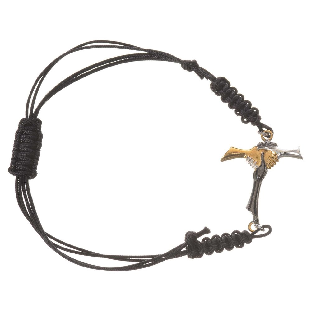 Bracelet with Black Cord and Friendship Cross in 800 Silver