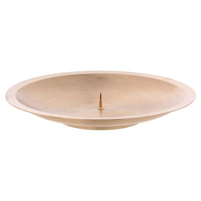Satin Finish Brass Candle Holder Plate with Spike 6 1/4 in