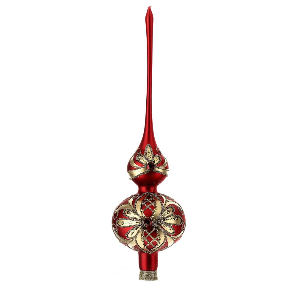 Holyart Tree Topper Glittery red and Gold, Matte Base