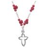 Holyart Medjugorje Rosary Necklace with Ceramic Roses and Grains in red Crystal view 1