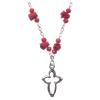 Holyart Medjugorje Rosary Necklace with Ceramic Roses and Grains in red Crystal view 2