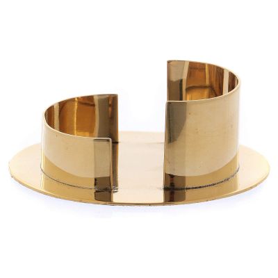 Holyart Oval Modern Candlestick in Polished Gold Plated Brass 2 1/2 in