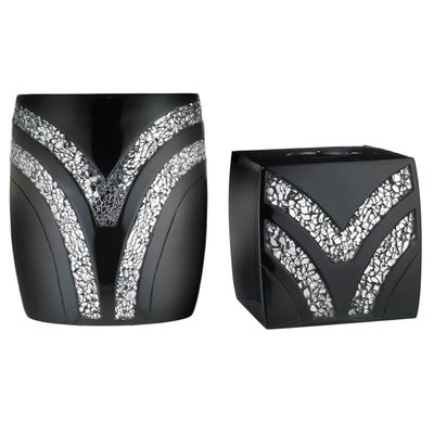 Popular Bath 2pc Sinatra Modern Bath Accessories Set Waste Basket & Tissue Box Modern Classic Contemporary Decorative Beautiful Designs Bathroom Decor Set for Home Luxury Bath Set