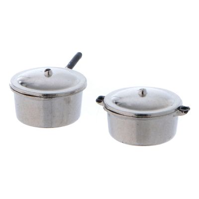 Holyart Home Accessories Miniatures: Steel Pots with Covers Diameter 2 cm