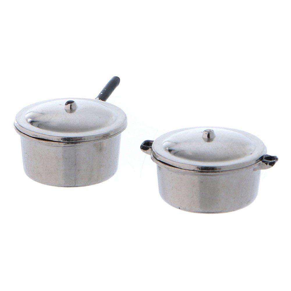 Holyart Home Accessories Miniatures: Steel Pots with Covers Diameter 2 cm