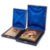 Blue case for icon with Internal Satin Covering, Height: 24,5 cm|Height: 19,5 cm|Thickness: 2 cm|Thickness: 1,5 cm|Width: 20 cm|Width: 15,5 cm view 1