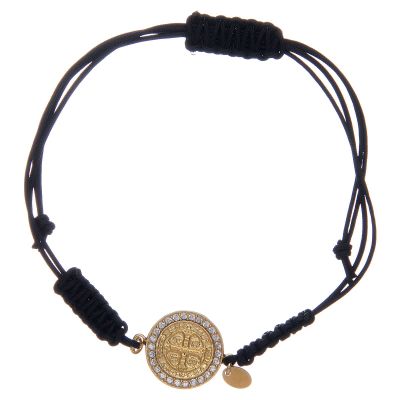 Bracelet in 925 Sterling Silver Saint Benedict Gold with White zircons