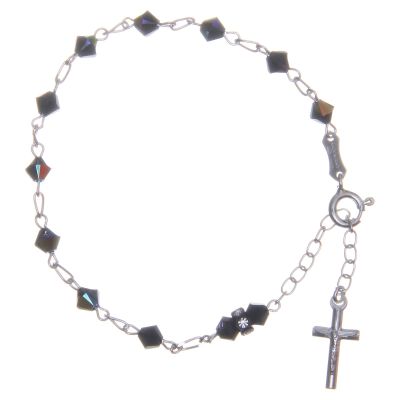 Holyart Rosary Bracelet with Cone Shaped Black Crystals 5mm