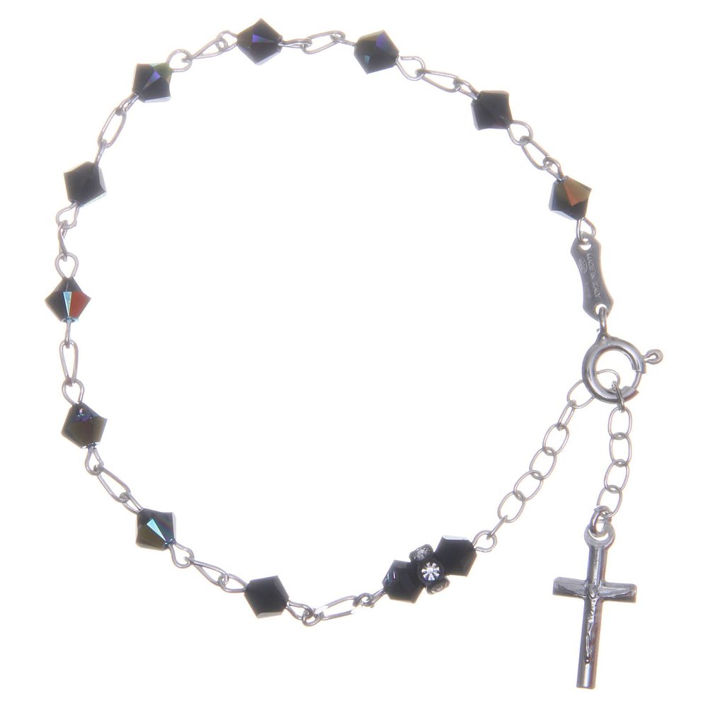 Holyart Rosary Bracelet with Cone Shaped Black Crystals 5mm