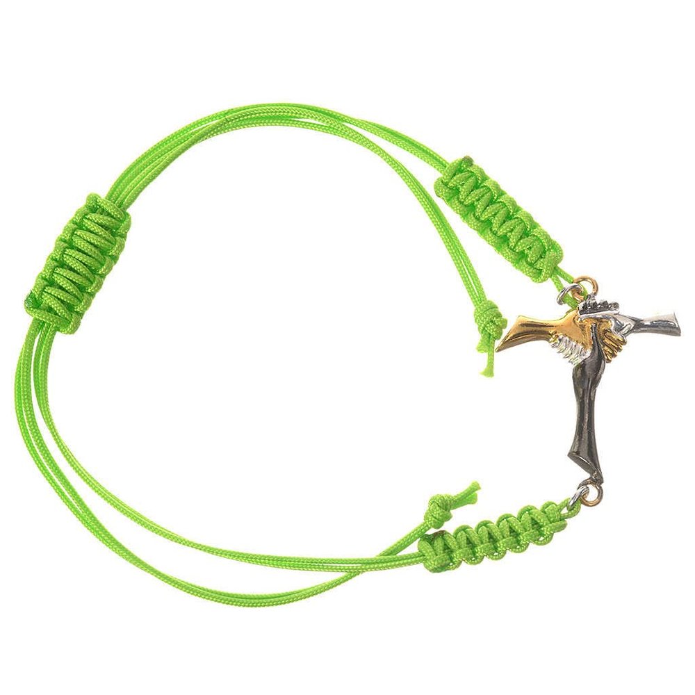Holyart Bracelet in Green Cord with Friendship Cross in 925 Silver