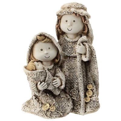 Kids Nativity Set, Holy Family with Jute Effect Details, 15 cm