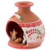 Holyart Nativity Stable Country in Deruta Ceramic with red Decorations 3 cm Nativity 10x10x10 cm view 2