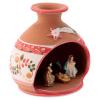 Holyart Nativity Stable Country in Deruta Ceramic with red Decorations 3 cm Nativity 10x10x10 cm view 3