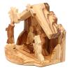 Holyart Nativity Scene in Olive Wood from Bethlehem with Palm 10x10x10 cm view 2