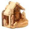 Holyart Nativity Scene in Olive Wood from Bethlehem with Palm 10x10x10 cm view 3