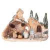 Holyart Stable with Village, in Deruta Terracotta 3 cm Nativity 10x15x10 cm view 1