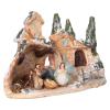 Holyart Stable with Village, in Deruta Terracotta 3 cm Nativity 10x15x10 cm view 2