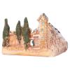 Holyart Stable with Village, in Deruta Terracotta 3 cm Nativity 10x15x10 cm view 4