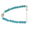 Holyart Bracelet with Turquoise Paste Spheres and Gold Veins with Saint Rita Medal and White zircons view 1