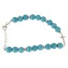 Holyart Bracelet with Beads in Turquoise Paste with Gold Veins, a White Zirconate Cross Made in 925 Sterling Silver view 2