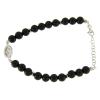 Holyart Bracelet with White and Silver zircons, Saint Rita Medal and Black Onyx Beads view 1