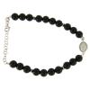 Holyart Bracelet with White and Silver zircons, Saint Rita Medal and Black Onyx Beads view 2