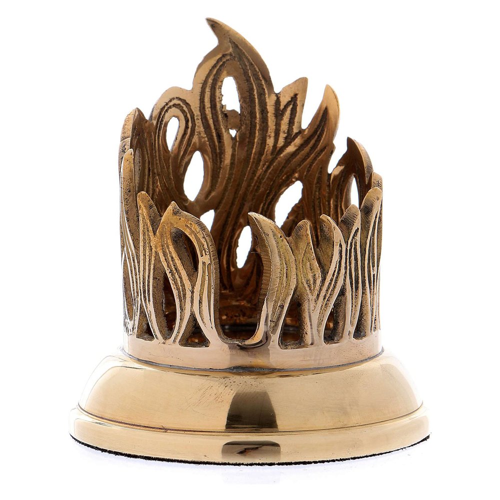 Holyart Gold Plated Brass Candlestick with Perforated Flame Decoration 1 1/2 in