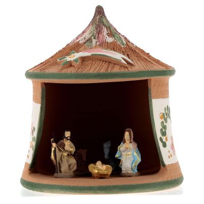 Ceramic Terracotta Nativity with Holy Family 4 cm Colored 15x10x10 cm Deruta