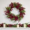 Artificial Frosted Red Berry and Pine Christmas Wreath 28-Inch Unlit view 2