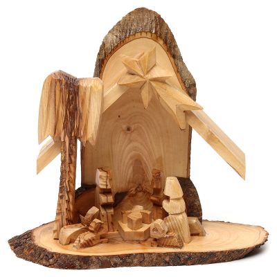 Holyart Olive Wood Stylized Nativity Scene from Bethlehem 20x20x10 cm