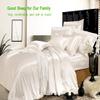 Gorgeous Home Linen 100% Mulberry Silk Duvet Cover Set- 3 Pieces - 22 Momme 6A Graded Mulberry Silk Set Truck (35"X70") Black Solid - with Zipper & Corner Ties, OekoTex Certified view 4