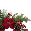 Berry and Poinsettia Artificial Christmas Wreath - 22" - Unlit view 3