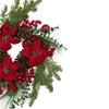 Berry and Poinsettia Artificial Christmas Wreath - 22" - Unlit view 4