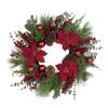 Artificial Red Berry and Poinsettia Christmas Wreath 28-Inch Unlit view 1