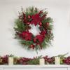 Artificial Red Berry and Poinsettia Christmas Wreath 28-Inch Unlit view 2