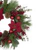 Artificial Red Berry and Poinsettia Christmas Wreath 28-Inch Unlit view 4